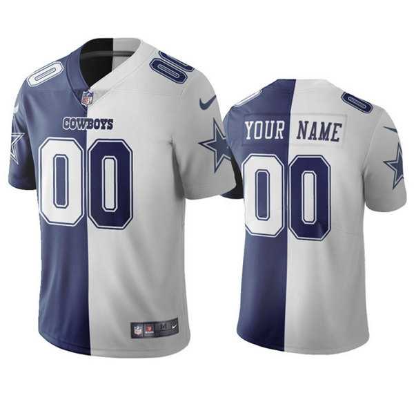 Men%27s Dallas Cowboys Customized Navy White Split Vapor Untouchable Limited Stitched Jersey